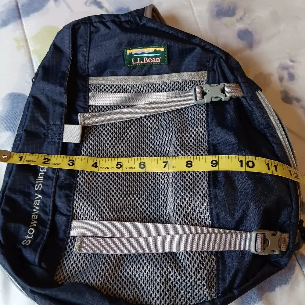 L.L. Bean Navy and Gray Stowaway Sling Backpack